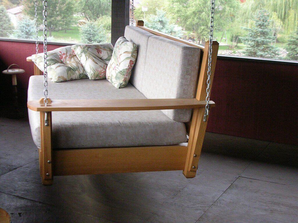 White Oak Hanging Futon Day Bed - 2 by Nolan Wallenfang Custom Woodwork, Green Lake Wisconsin WI