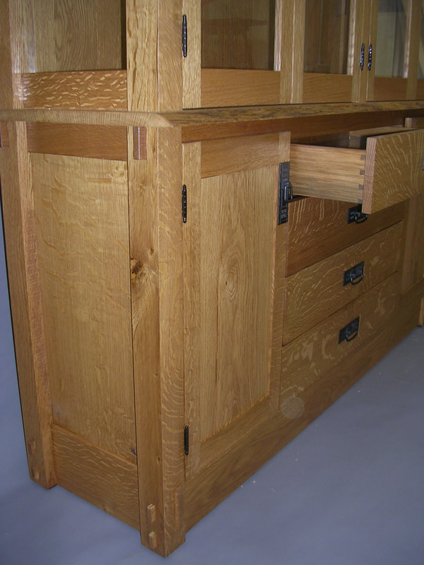 White Oak China Cabinet - side detail by Nolan Wallenfang Custom Woodwork, Green Lake Wisconsin WI